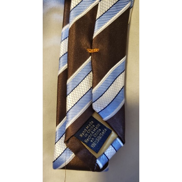 Donald J Trump Tie striped brown white blue. Preowned Free Shipping! - Picture 3 of 4